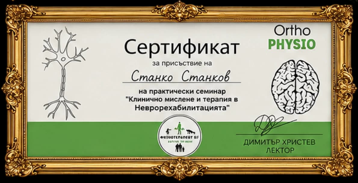 Сертификат на Станко Станков: Клинично мислене и терапия в неврорехабилитацията