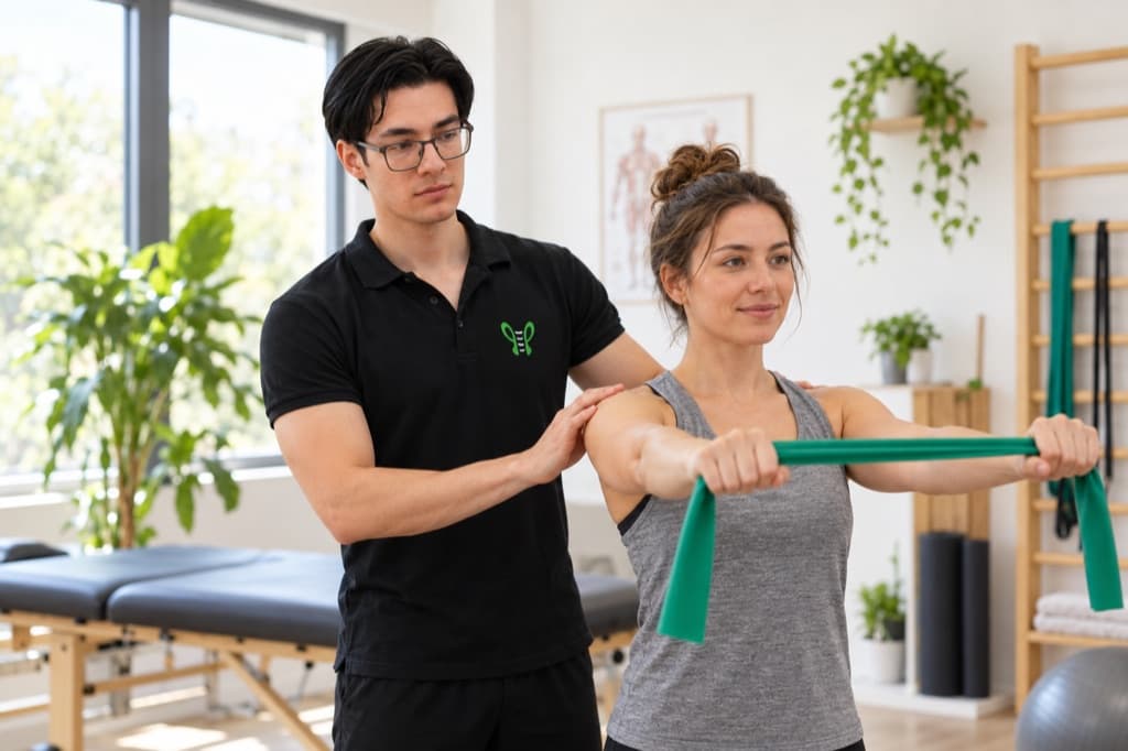 Александър Кръстев работи с пациентка в PhysioPrime